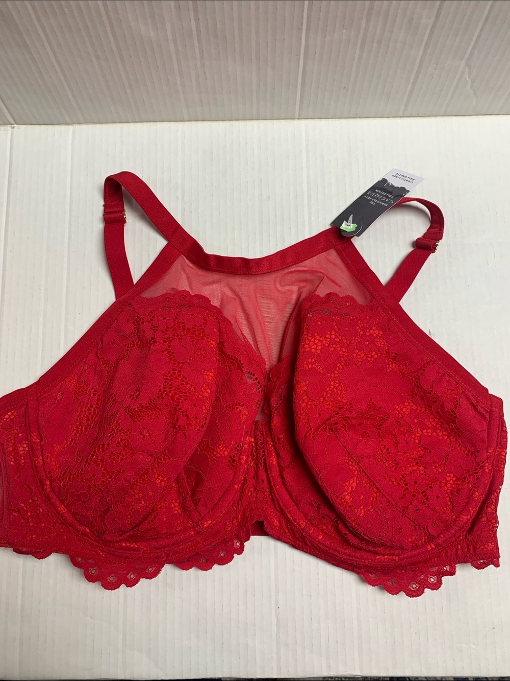 Cacique Lightly Lined Balconette Red Lace Bra Sexy NWT 44DD